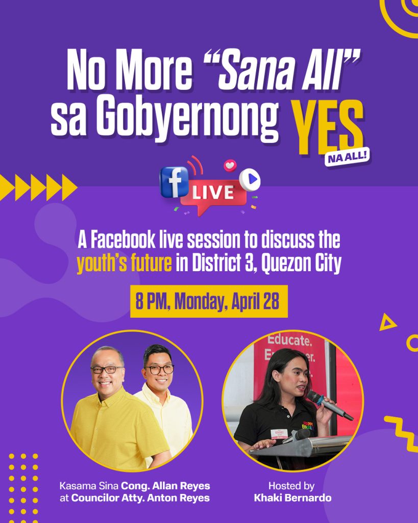 #YESnaALL #AntonReyes #District3QC #YouthInGovernance #YESerbisyo #QuezonCityYouth #DigitalTownHall #NoMoreSanaAll #SerbisyongMayPuso #QCUpdates